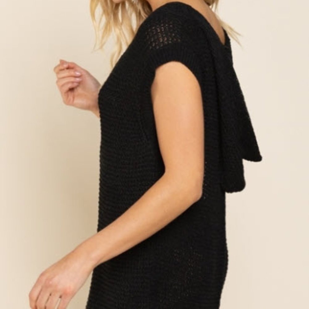 POL Crocheted Hooded Midi Pullover